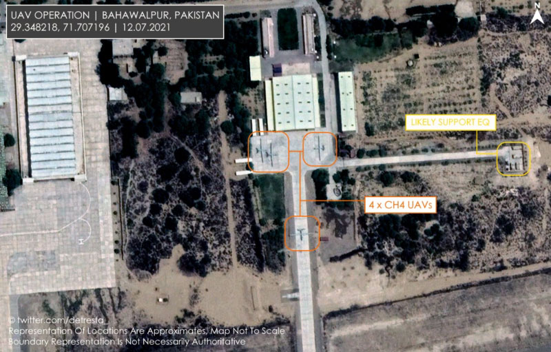 Acquired from China, Pakistan’s new CH4 UAVs were recently spotted at Bahawalpur Air Base (image courtesy @detresfa)