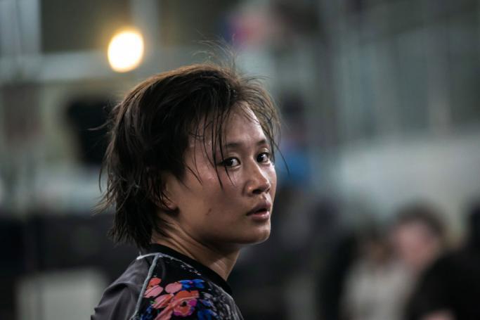 This photo taken on August 15, 2019 shows Myanmar's top woman fighter Bozhena Antoniyar attending a training session in Yangon. Photo: Sai Aung Main/AFP