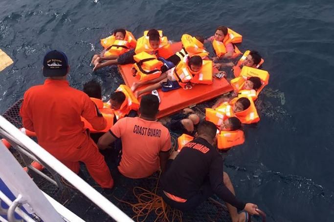 Passengers of the MV Siargao Princess ferry being rescued from the waters off Sibunga Cebu in the central Philippines, on Nov 7, 2019.PHOTO: AFP