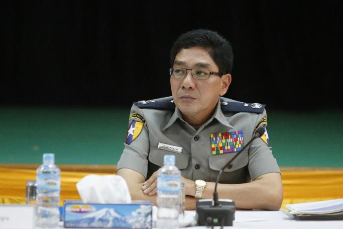 မြန်မာနိုင်ငံရဲတပ်ဖွဲ့မှ ရဲချုပ်အောင်ဝင်းဦး (ဓာတ်ပုံ- ဟိန်းထက်/EPA)
