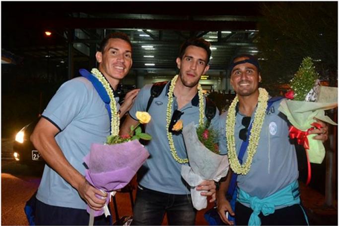 ရန်ကုန်အသင်းမှ ပြည်ပကစားသမားသုံးဦးဖြစ်သော ဆီဇာ၊ လူးဝဇ်၊ အီမာဆင်။ (ဓာတ်ပုံ- YUFC)