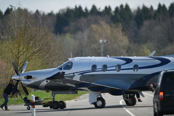 A file picture shows a Pilatus PC-12 single-engined aircraft similar to the one involved in the crash, in which nine people were killed (AFP Photo/FELIX KAESTLE)