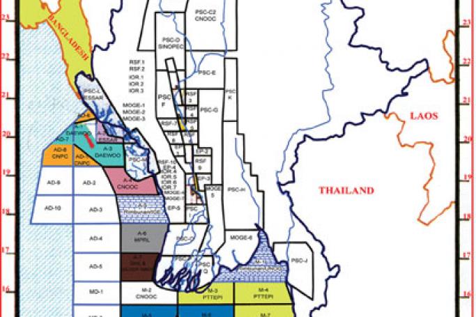 မြန်မာနိုင်ငံ၏ ကမ်းလွန်ရေနံ လုပ်ကွက်များ ပြမြေပုံ