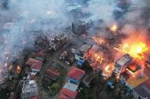 အောက်တိုဘာလ ၂၉ ရက်နေ့က မီးလောင်နေသော ထန်တလန်မြို့ မြင်ကွင်း