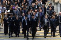  Lawyers and members of the election committee's legal sector hold a silent march in Hong Kong on Aug 7, 2019. (Photo: AFP/Philip FONG)