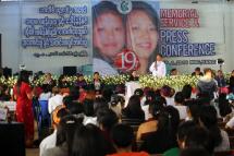 ကေဘီစီ ပညာဒါန ဆရာမ မရန်လုရာ နှင့် ခေါန်နန်စင်တို့ သတ်ခံရမှု တစ်နှစ်ပြည့်အောက်မေ့ဘွယ်ဆုတောင်းပွဲ နှင့် သတင်းစာရှင်းလင်းပွဲကို ဇန်နဝါရီလ ၁၉ ရက် နေ့လည်က ရန်ကုန်မြို့ မင်းရဲကျော်စွာလမ်းရှိ မြန်မာနိုင်ငံနှစ်ခြင်းခရစ်ယာန် အသင်းချုပ်တွင် ကျင်းပပြုလုပ်ခဲ့စဉ်။ (ဓာတ်ပုံ-သက်ကို)