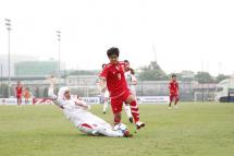  မြန်မာအသင်းနှင့်ဆီးရီးယားအသင်းတို့ ယှဉ်ပြိုင်ကစားနေစဉ် (ဓါတ်ပုံ MFF)
 
 