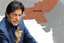 Prime Minister Imran Khan's government is being criticized by opposition parties for taking direct control of two islands that could be of strategic value to China in the Arabian Sea.    © Nikkei montage/Source photo by Reuters